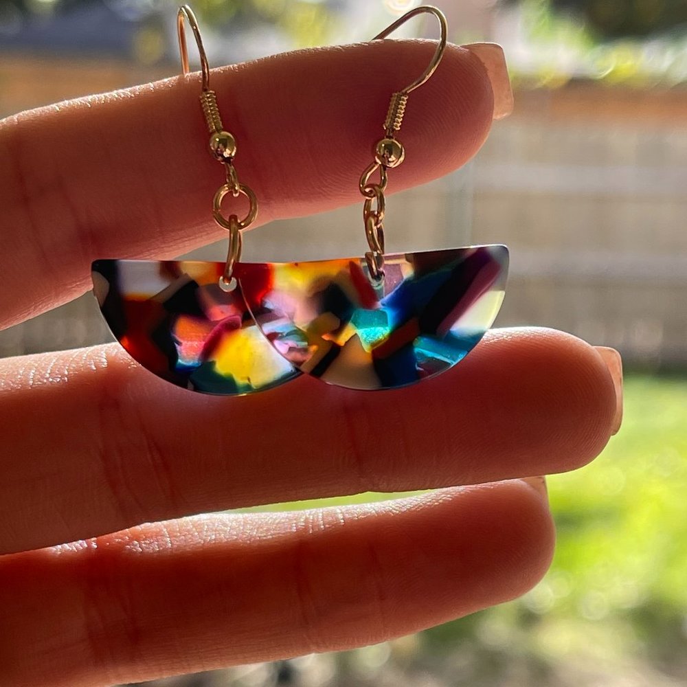 Kaleidoscope Half Circle Earrings